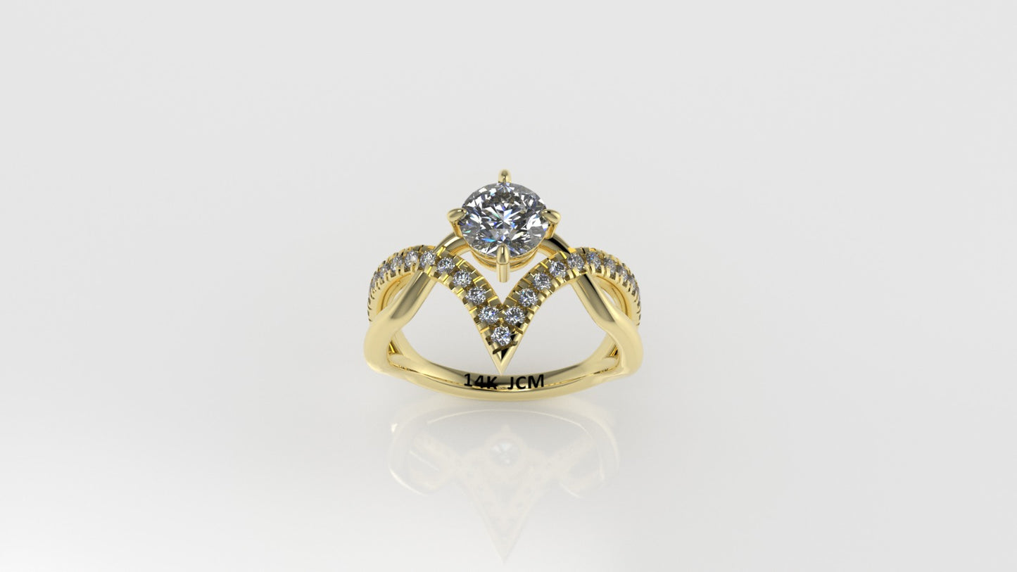 14K Ring with 24 DIAMONDS, Cut: Split, Stt: Prong