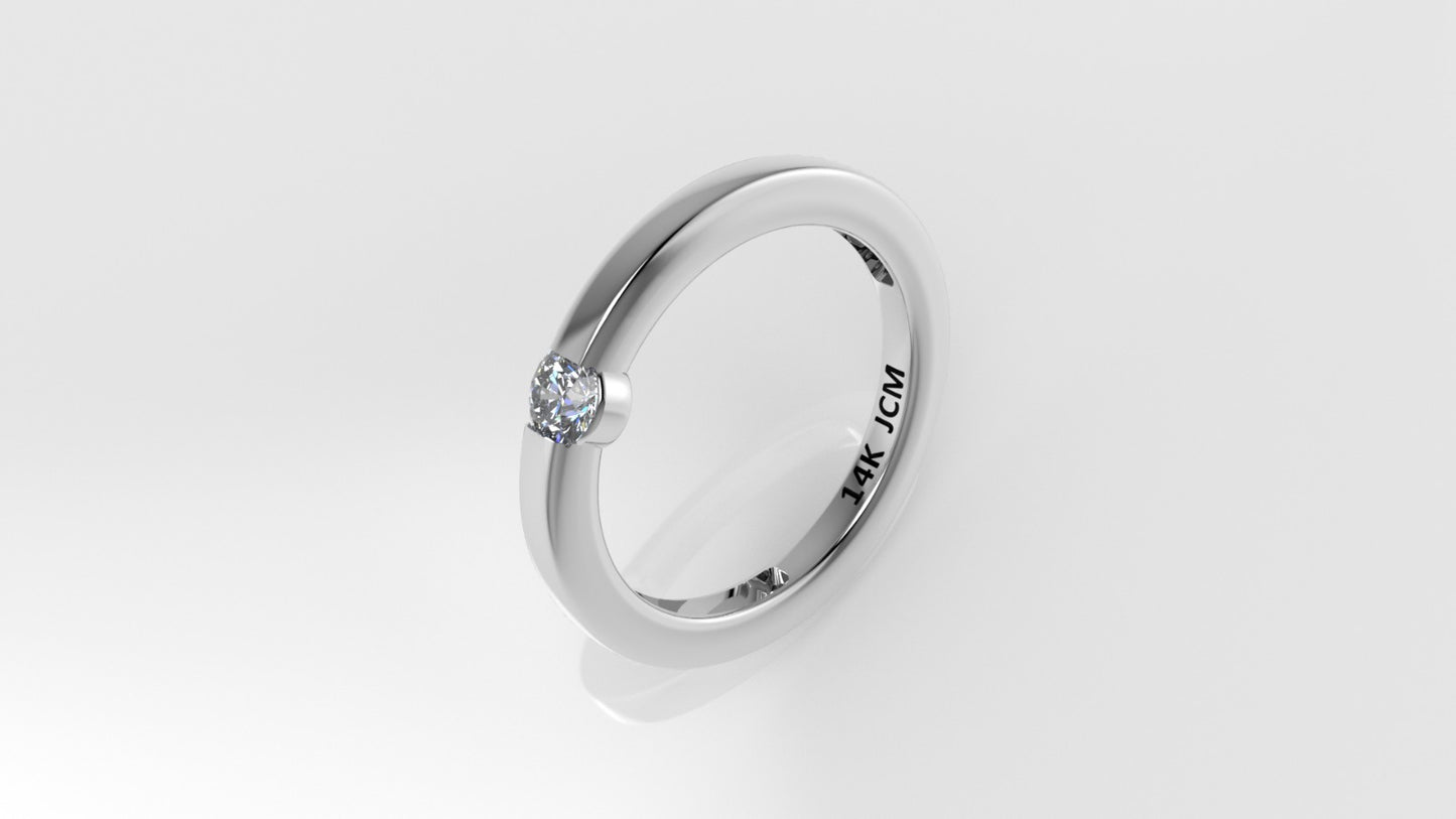 14K Band Ring with 1 DIAMOND, Stt: Bezel
