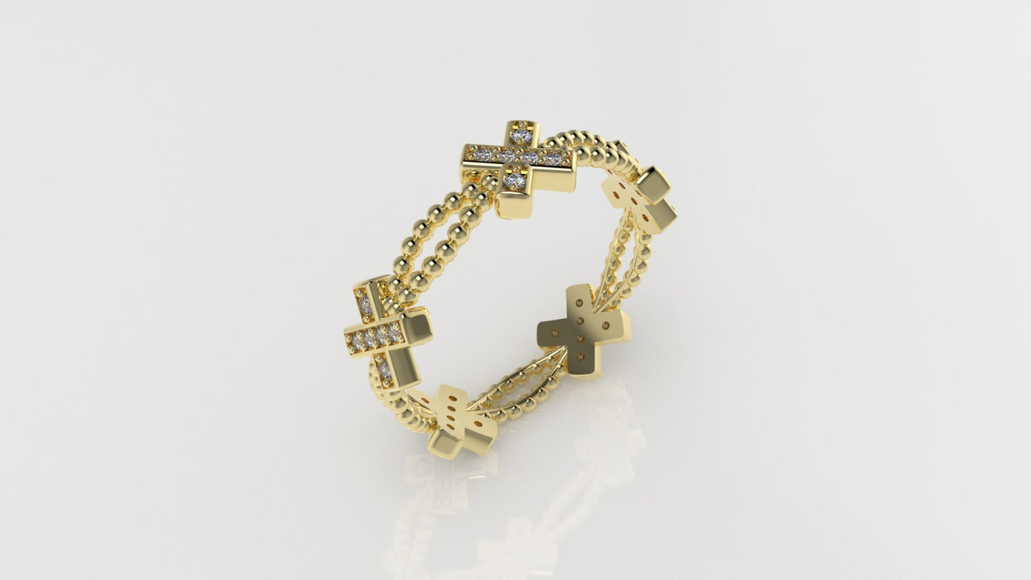14K Ring with 30 DIAMONDS, Stt: Prong, Filigree, Star Style, Cut Chanel