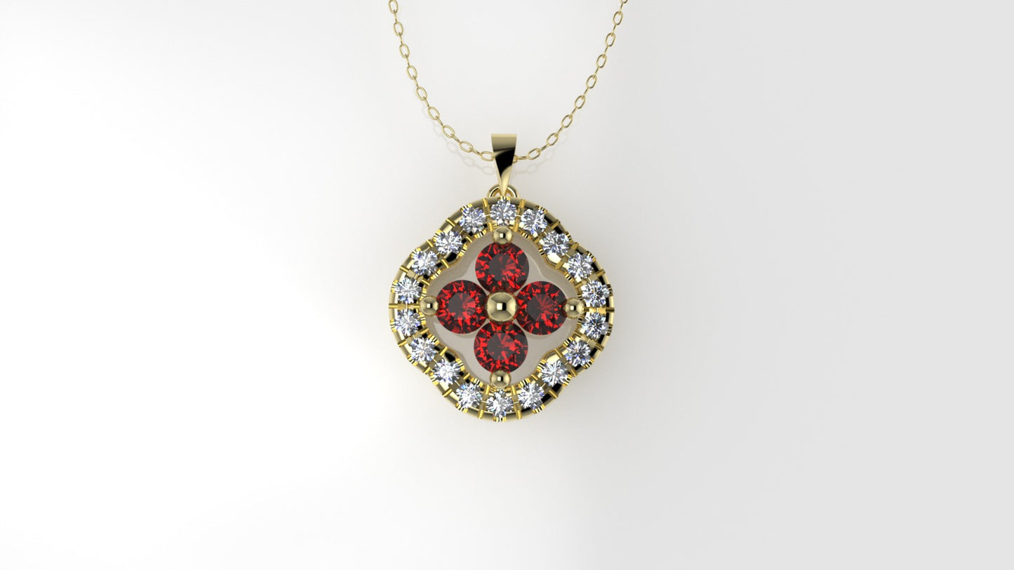 14K Pendant with 22 Stones, "STT: Prong", Cut Split