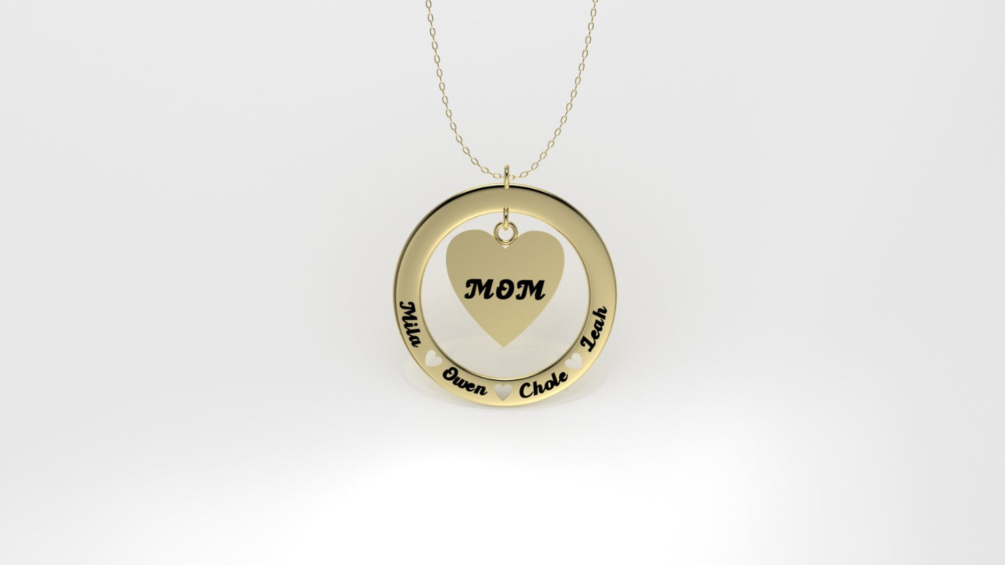 14K Gold Personalized Pendant, for MOM