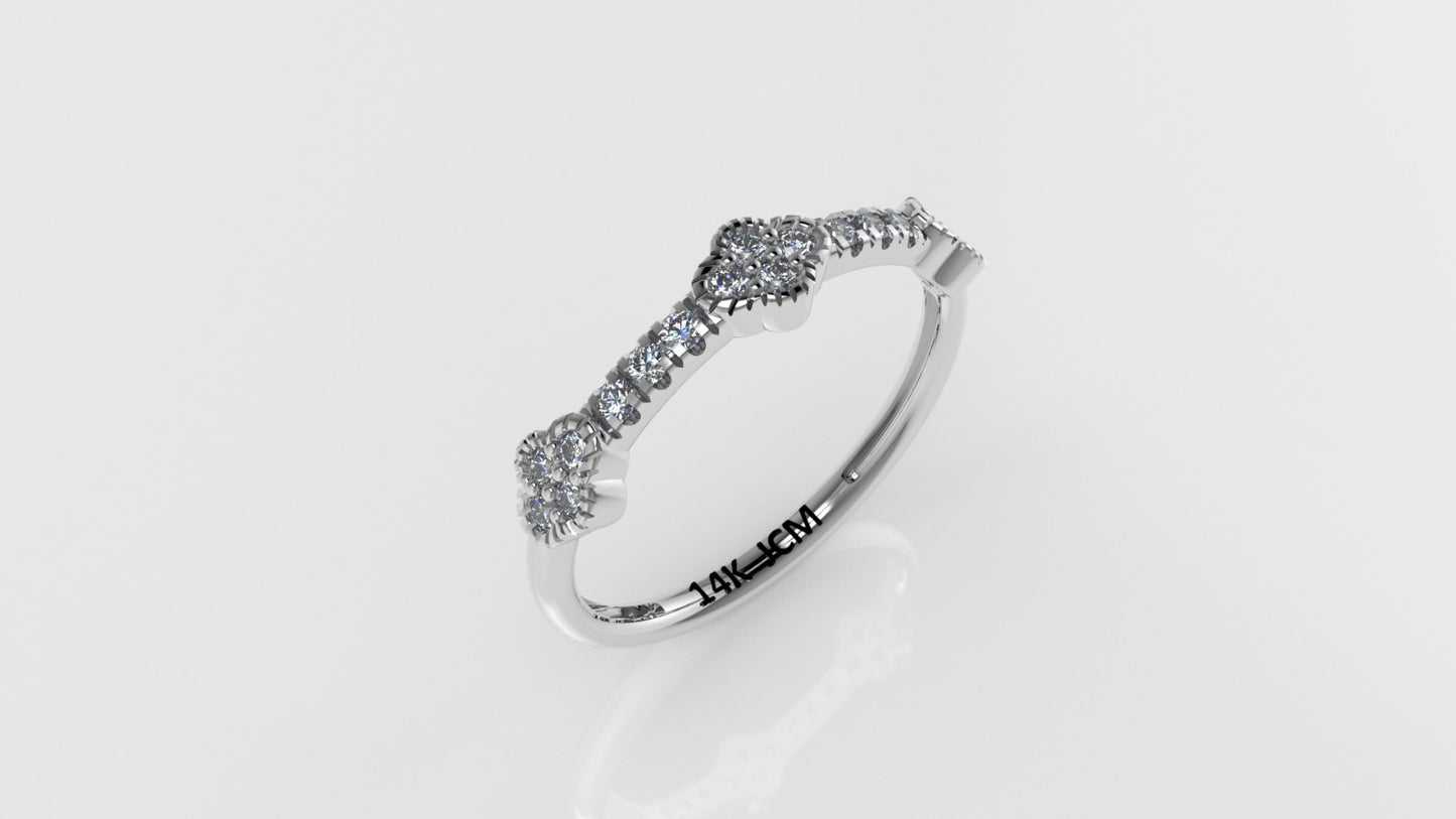 14K Gold Ring with 18 DIAMONDS, Cut Split, Stt: Prong and Bezel