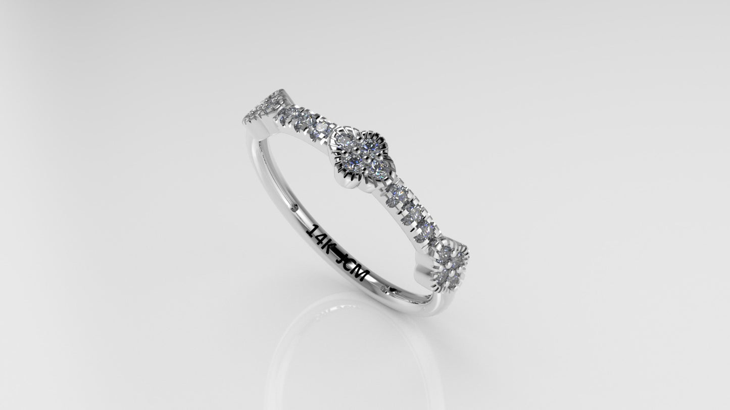 14K Gold Ring with 18 DIAMONDS, Cut Split, Stt: Prong and Bezel