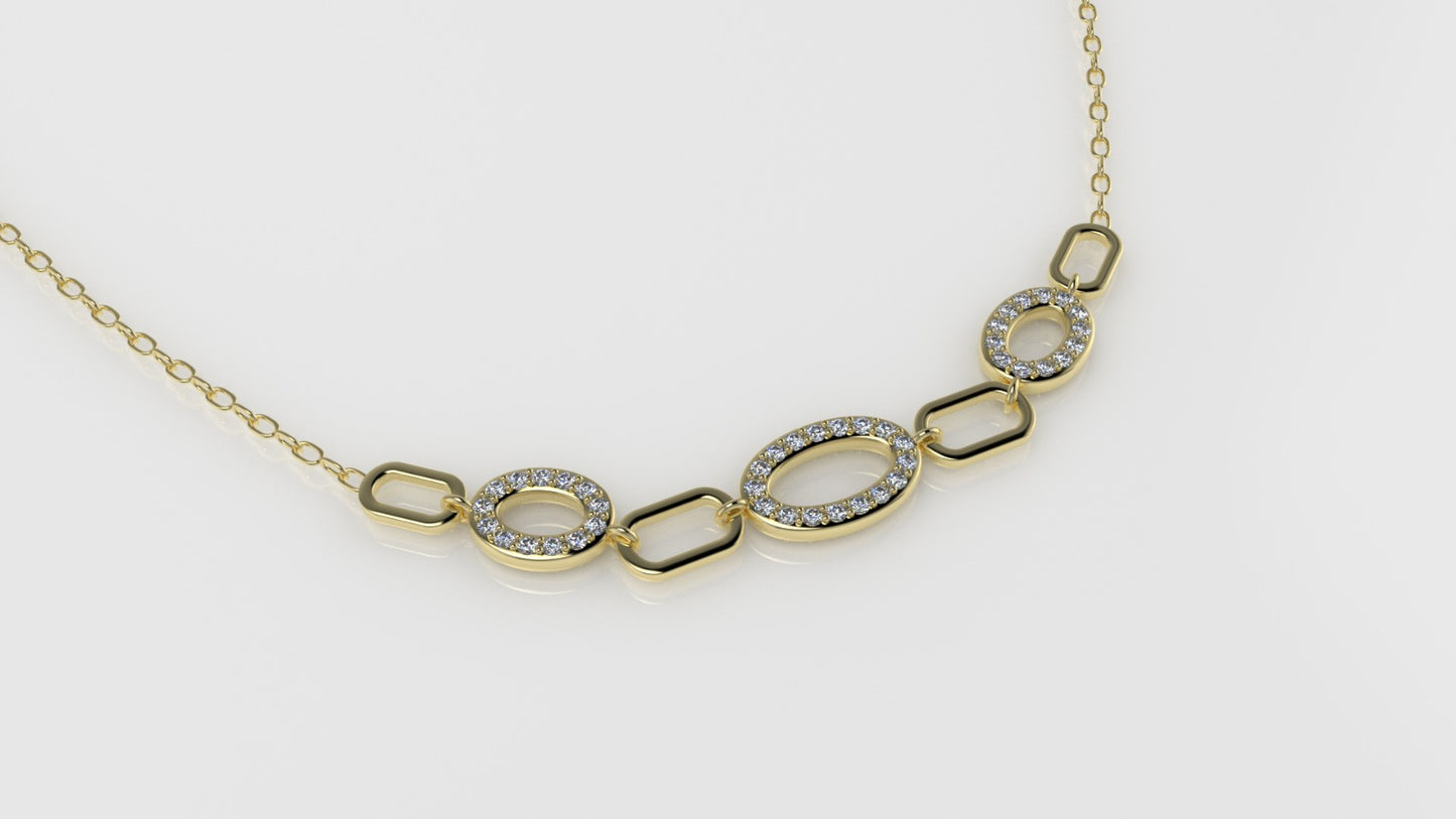 14K Gold Necklace with 43 DIAMONDS, length is 18 inches with chain, STT: Prong