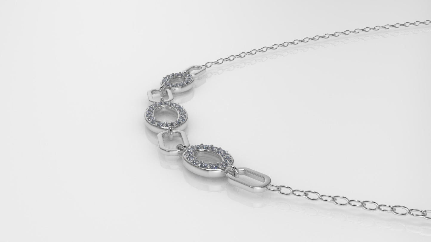 14K Gold Necklace with 43 DIAMONDS, length is 18 inches with chain, STT: Prong