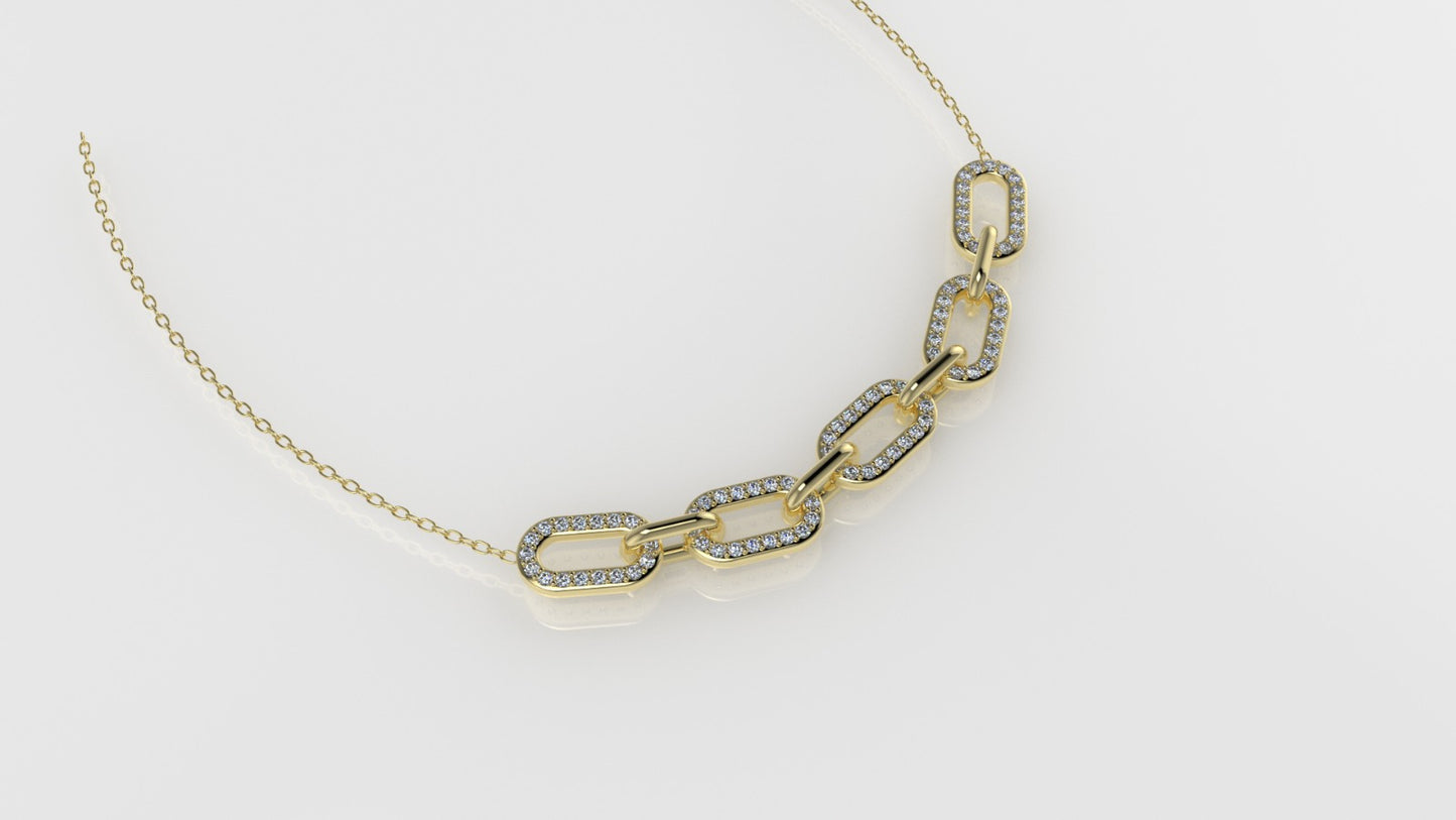 14K Gold Necklace with 90 DIAMONDS, length is 18 inches with chain
