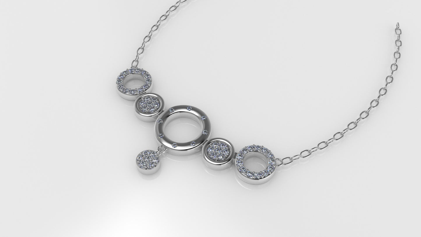 14K Necklace with 55 DIAMONDS, length is 18 inches with chain, STT: Prong