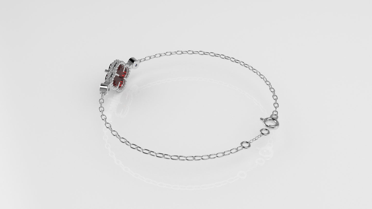 14K Bracelet with 1 MOTHER STONE and 2 DIAMONDS, "Stt: Prong and Bezel", long 7 or 7 1/2 inch