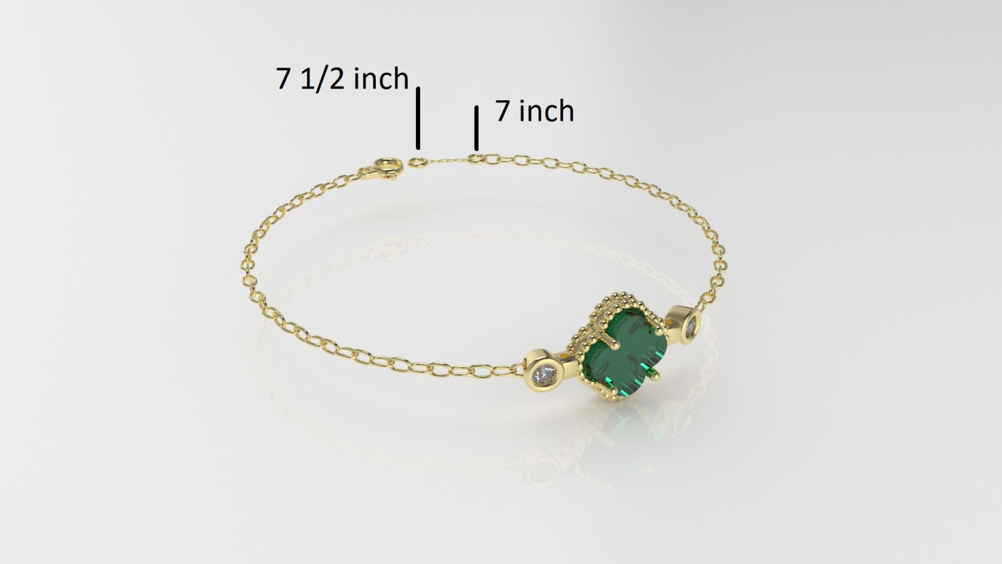 14K Bracelet with 3 STONES, "Stt: Prong and Bezel", long 7 or 7 1/2 inch