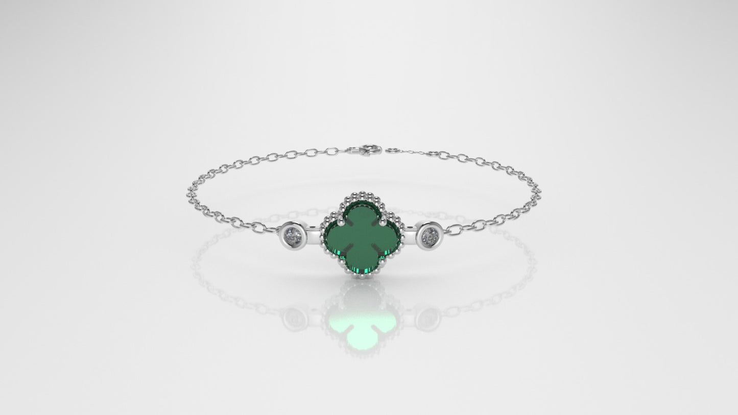 14K Bracelet with 3 STONES, "Stt: Prong and Bezel", long 7 or 7 1/2 inch