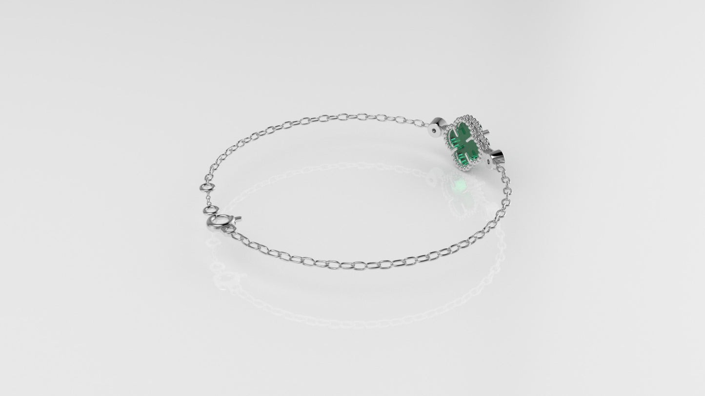 14K Bracelet with 3 STONES, "Stt: Prong and Bezel", long 7 or 7 1/2 inch