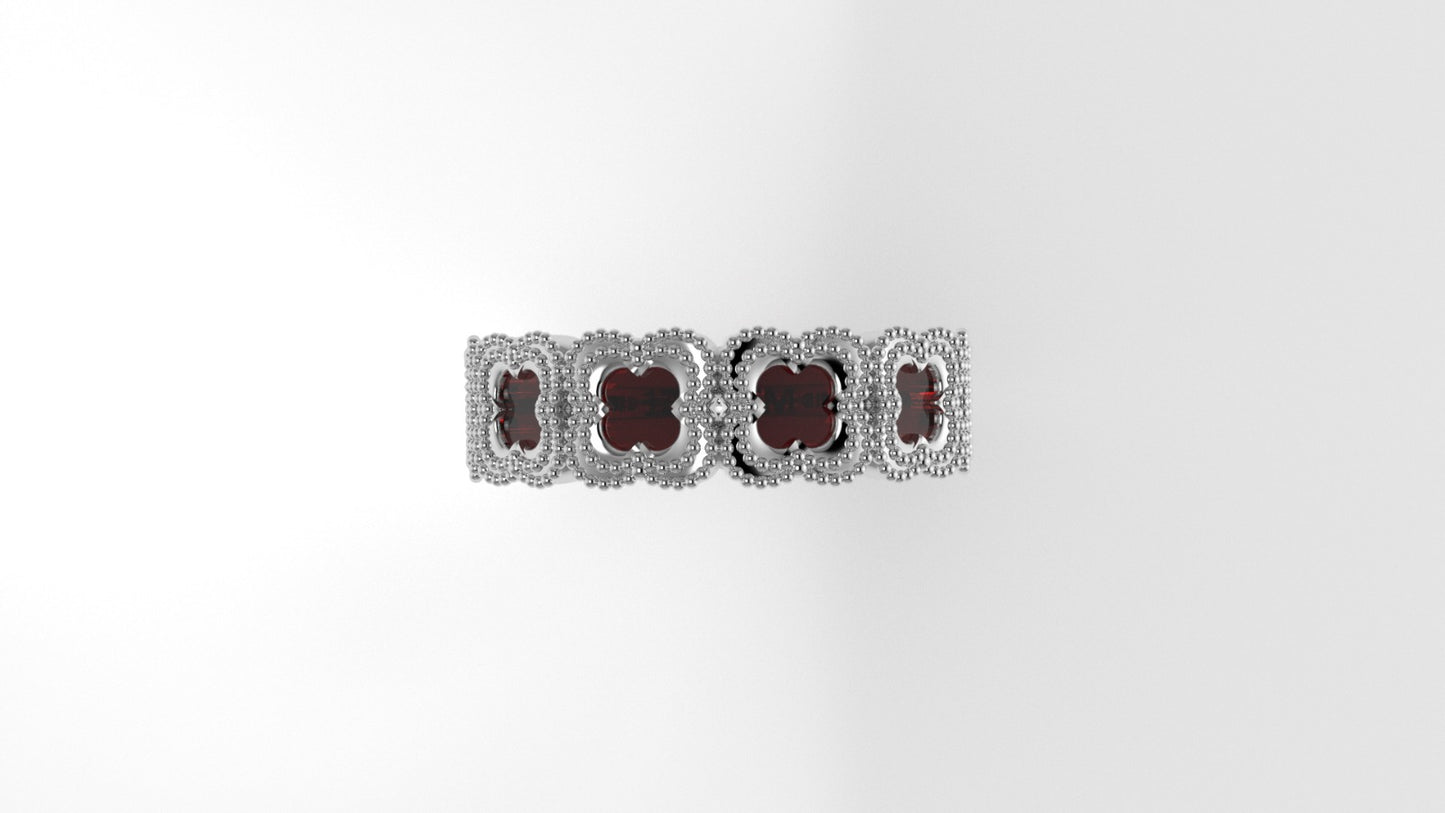 14K Ring, Stt: Prong, FILIGREE, "CLOVER STYLE"