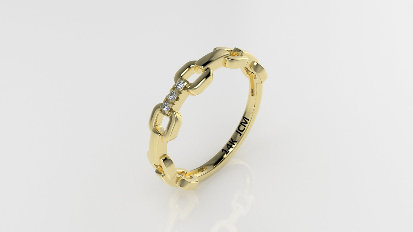 14K Gold Ring with 3 DIAMONDS VS1, Cut Split