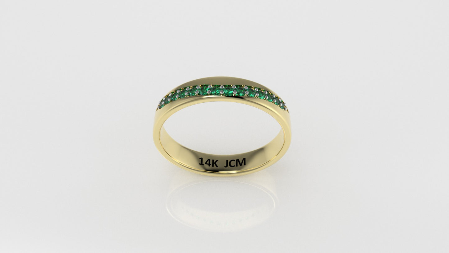 14K Gold Ring with 14 EMERALD, Cut Chanel, STT:Prong