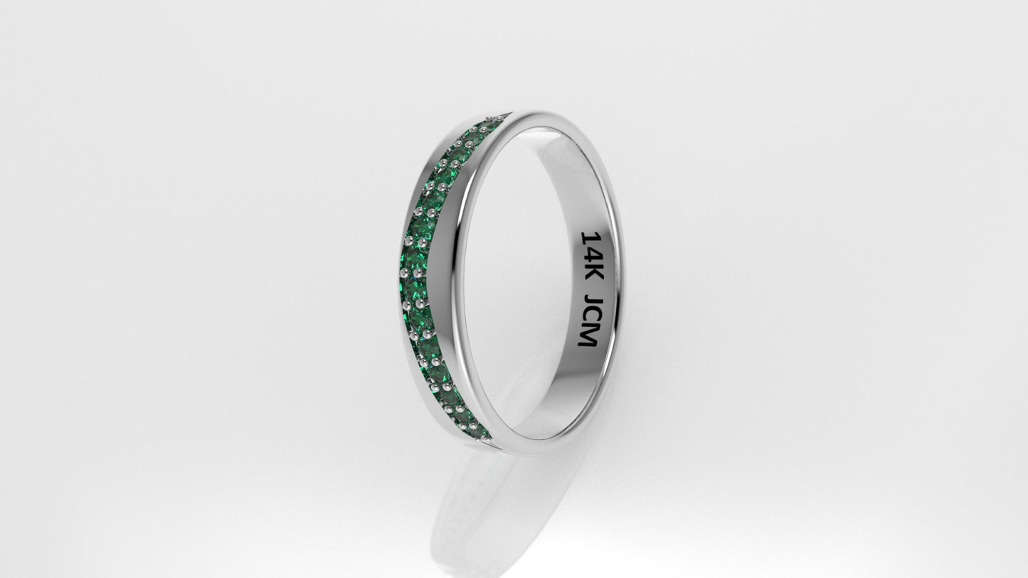 14K Gold Ring with 14 EMERALD, Cut Chanel, STT:Prong