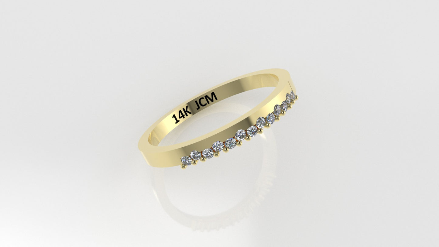 14K Ring with 13 DIAMONDS, STT: Prong and Bezel