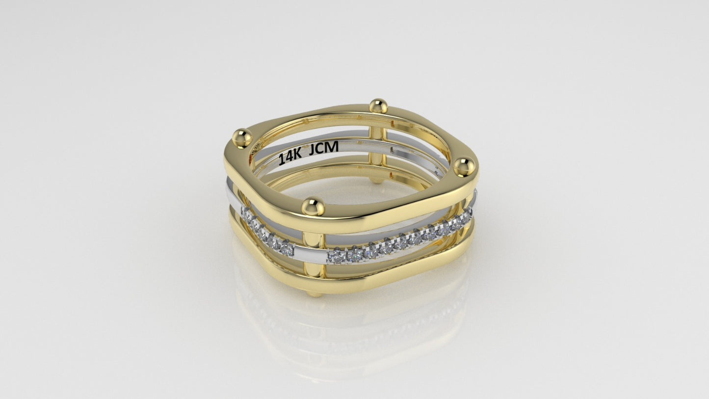 14K Ring with 20 MOISSANITE, Cut Split