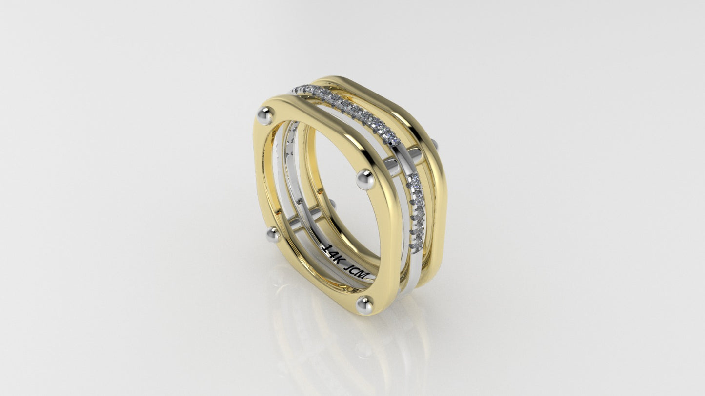 14K Ring with 20 MOISSANITE, Cut Split