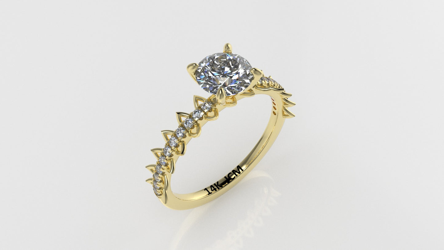 14K Ring with 23 STONES, STT: Prong, Cut Split