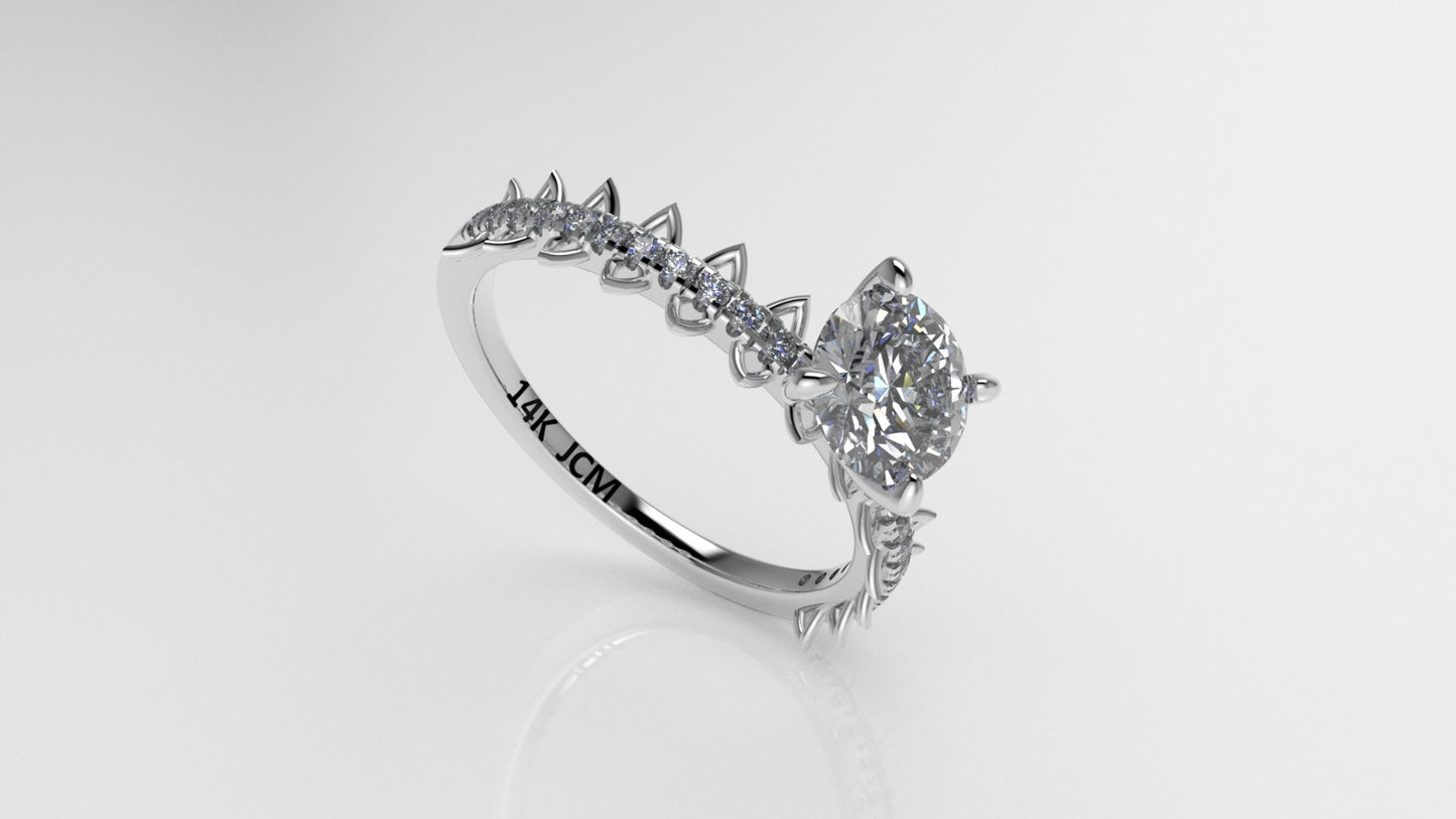 14K Ring with 23 STONES, STT: Prong, Cut Split