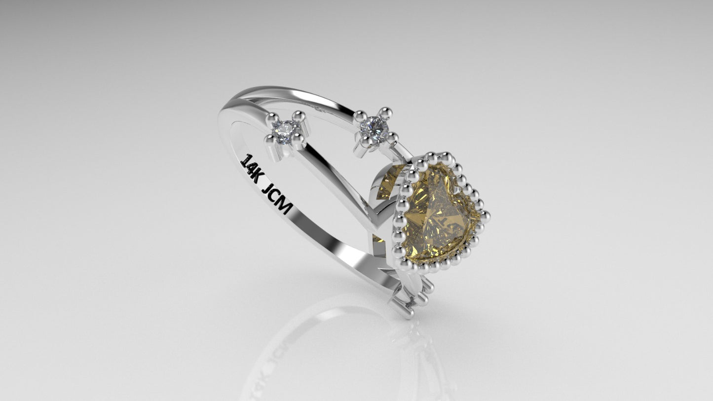14K Gold Ring with 5 STONES, STT: Prong and Bezel, FILIGREE
