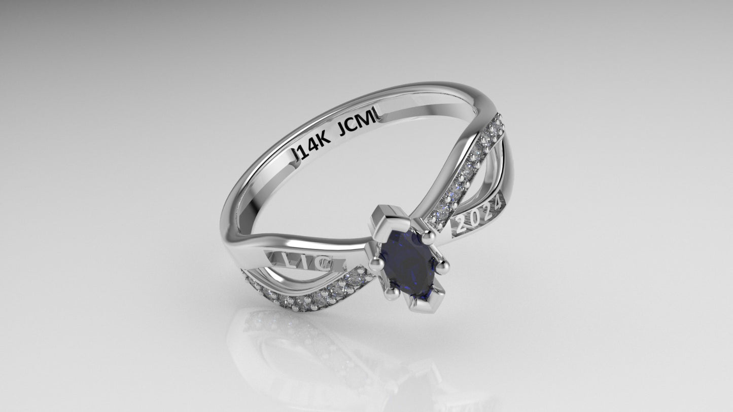 14K Grade Gold Ring with 15 STONES, Cut Chanel, Stt: Prong