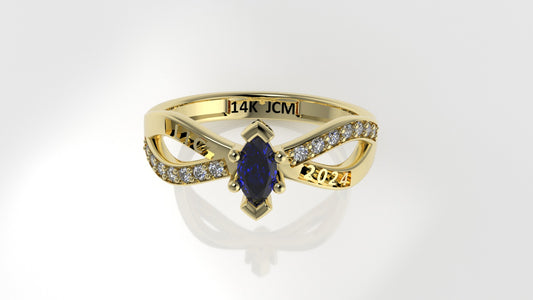 14K Grade Gold Ring with 15 STONES, Cut Chanel, Stt: Prong