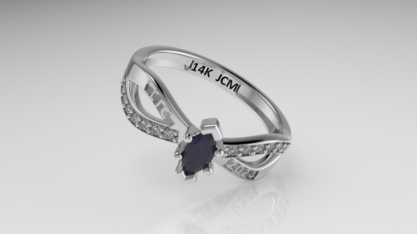 14K Grade Gold Ring with 15 STONES, Cut Chanel, Stt: Prong