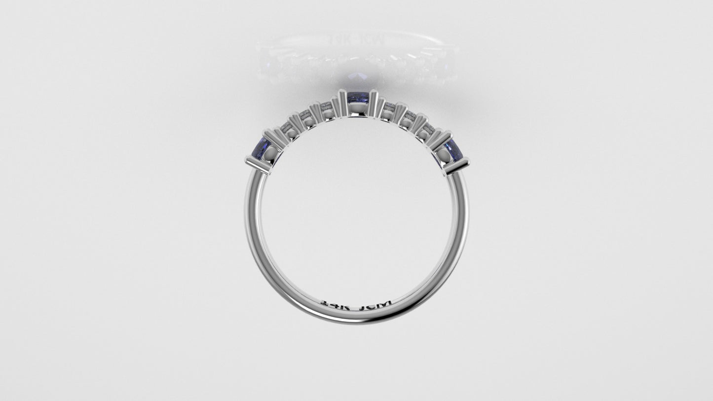 14K Ring with 9 STONES, STT: Prong