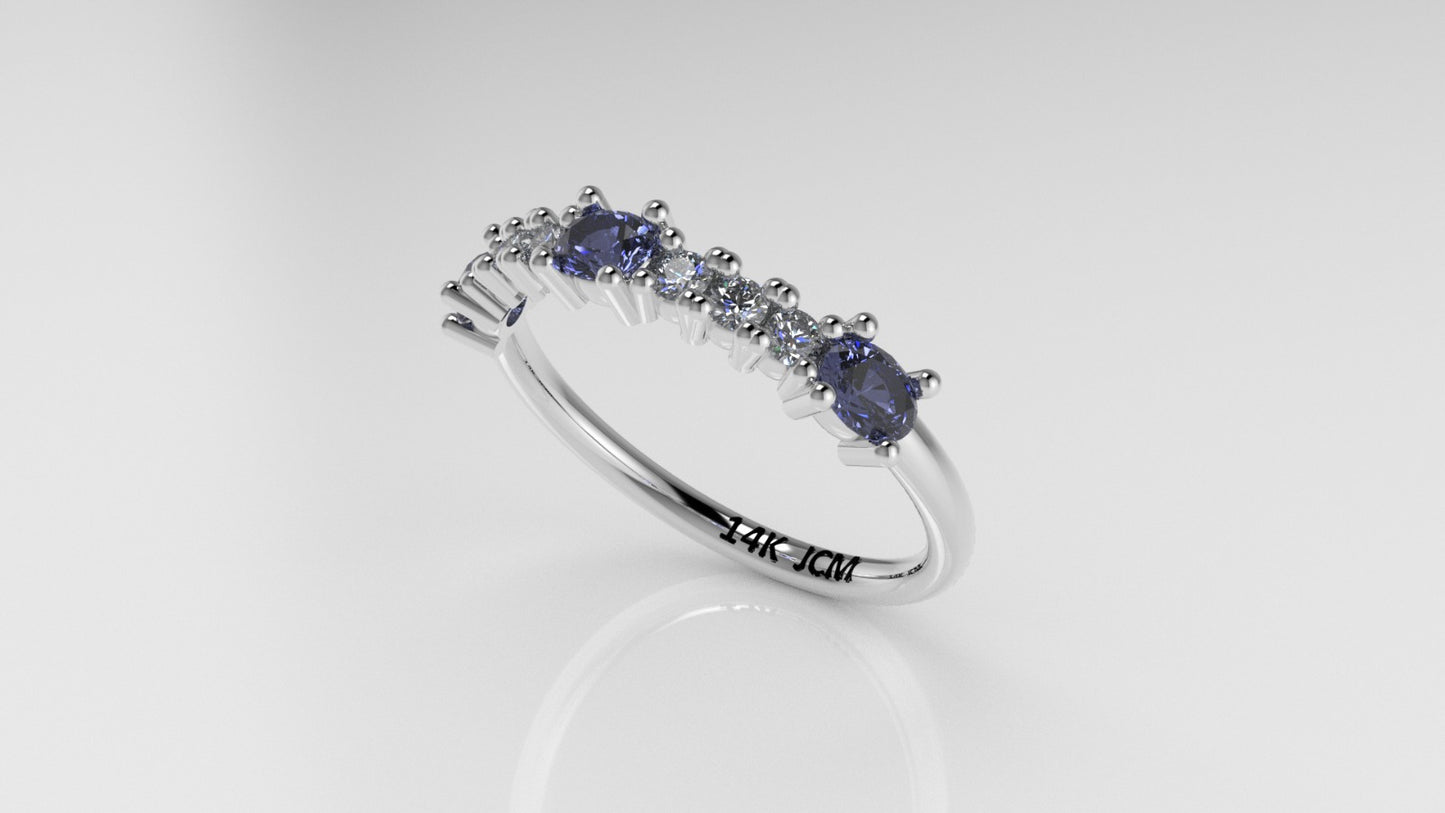 14K Ring with 9 STONES, STT: Prong
