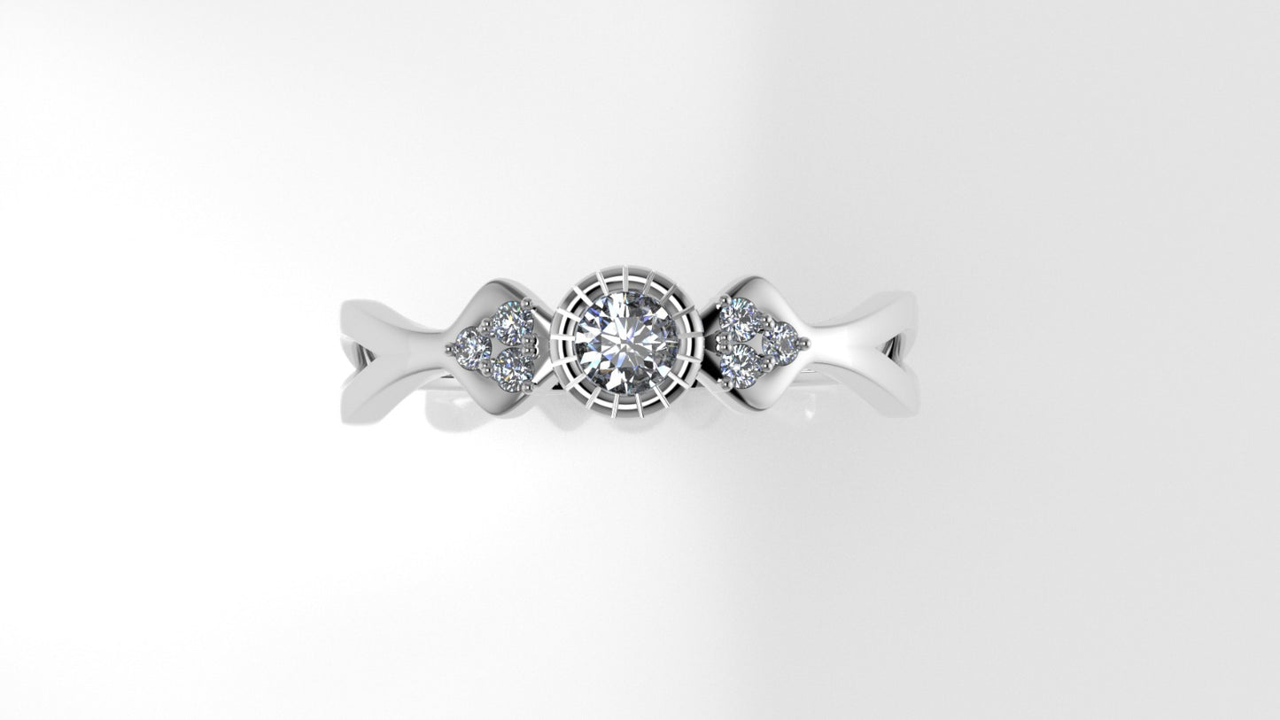 14K Gold Ring with 7 MOISSANITE, STT: Prong and Bezel