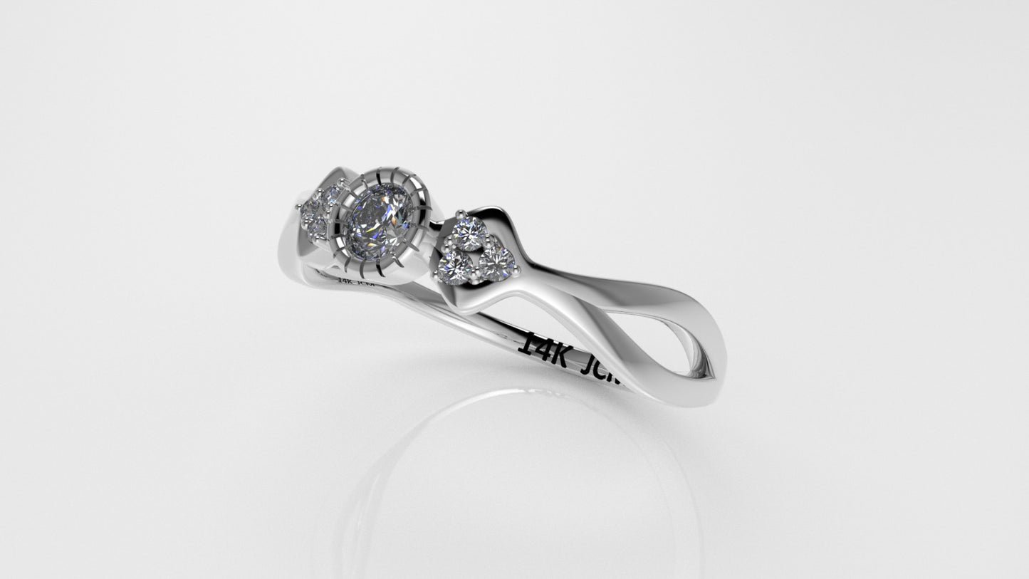 14K Gold Ring with 7 MOISSANITE, STT: Prong and Bezel