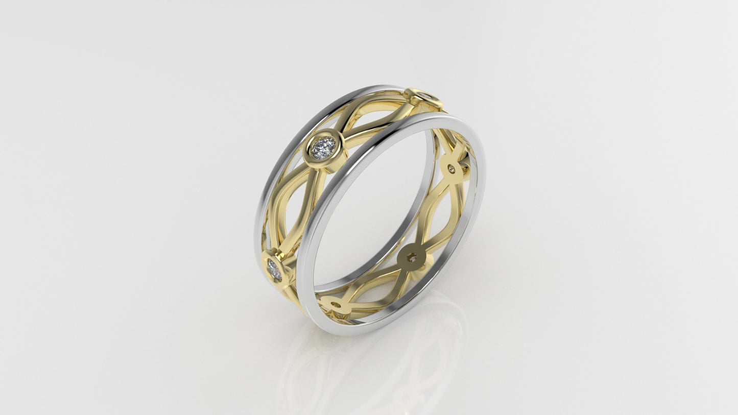 14K Gold Ring with 6 MOISSANITE, STT: Bezel, for men