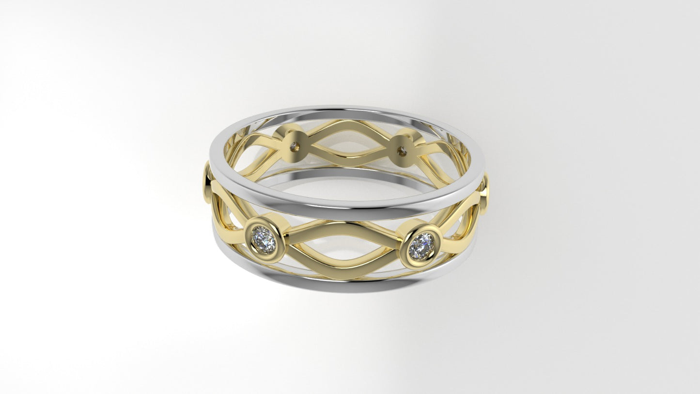 14K Gold Ring with 6 MOISSANITE, STT: Bezel, for men