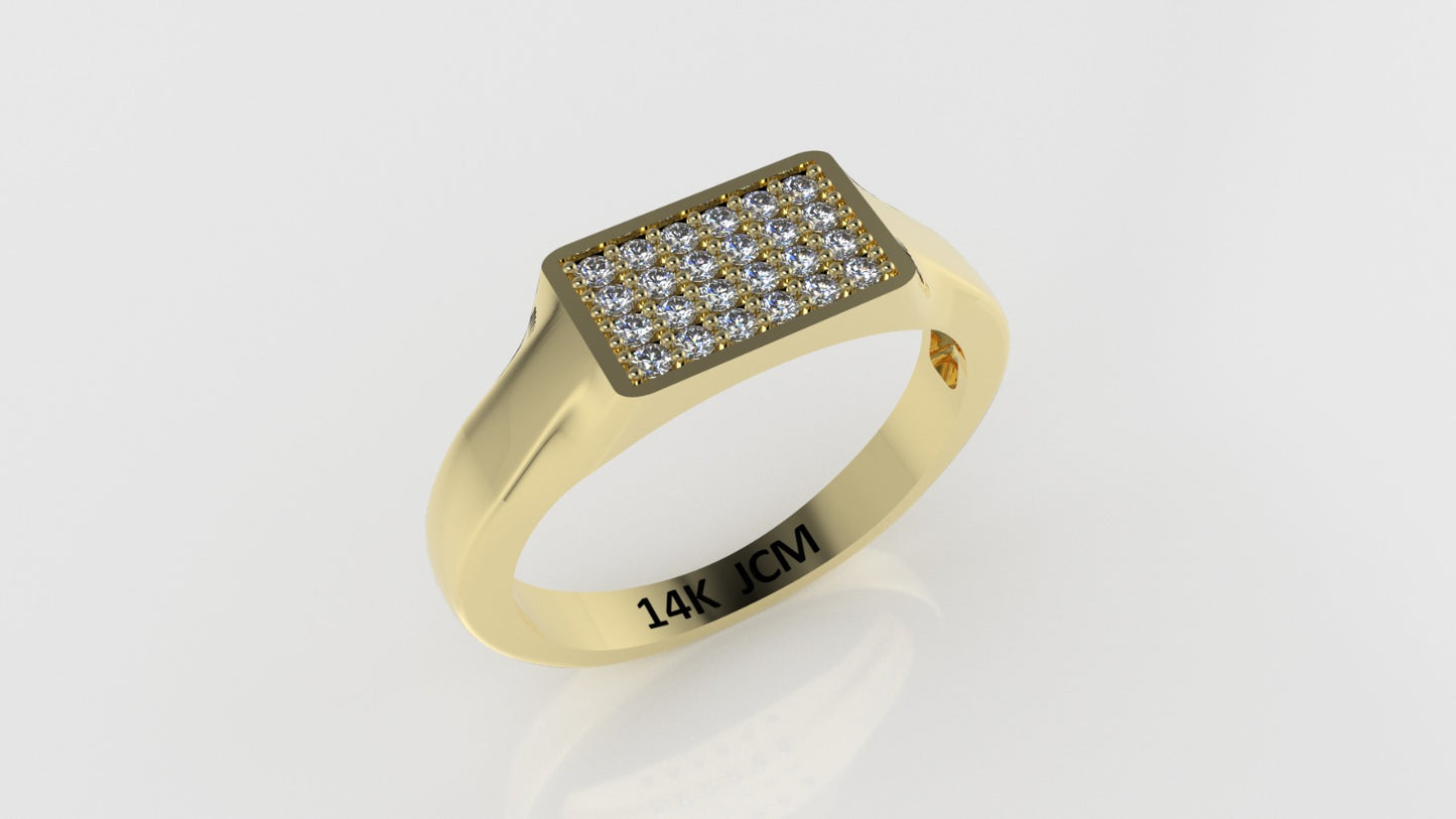 14K Ring with 24 MOISSANITE, Stt: Prong, Cut Chanel, For Men