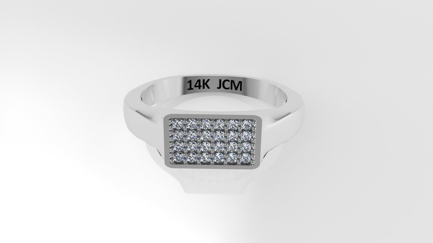 14K Ring with 24 MOISSANITE, Stt: Prong, Cut Chanel, For Men