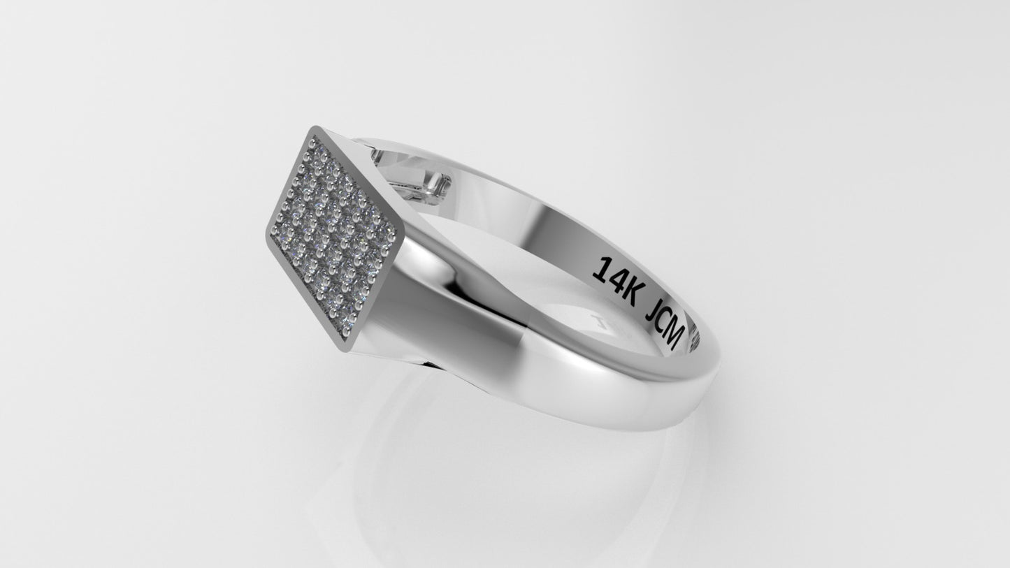 14K Ring with 24 MOISSANITE, Stt: Prong, Cut Chanel, For Men
