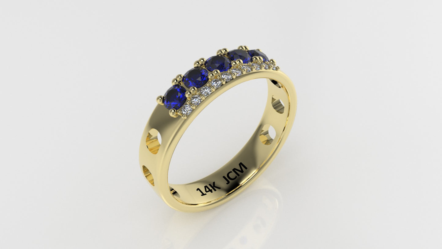14K Ring with 15 STONES, Stt: Prong, For Men