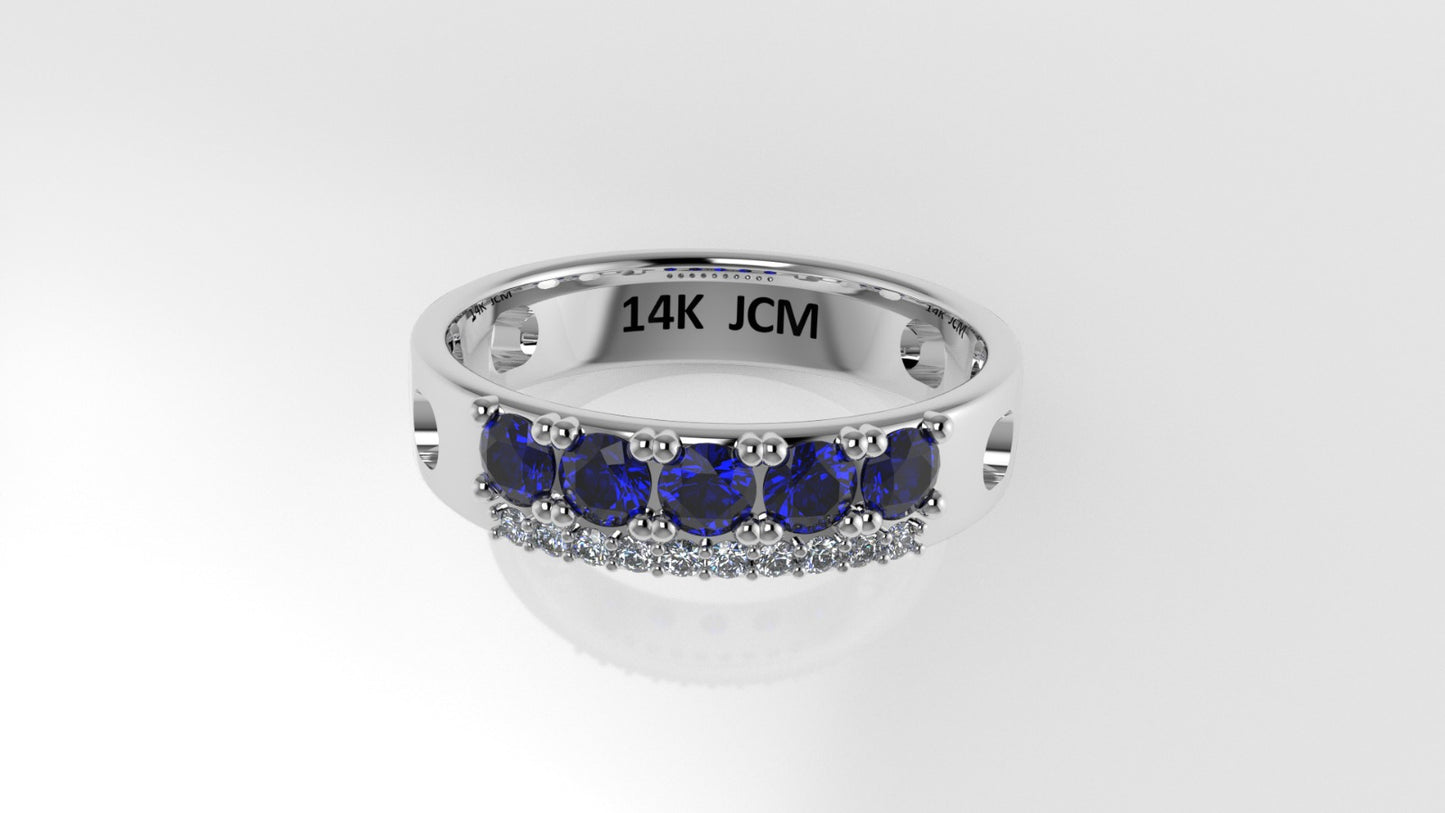 14K Ring with 15 STONES, Stt: Prong, For Men