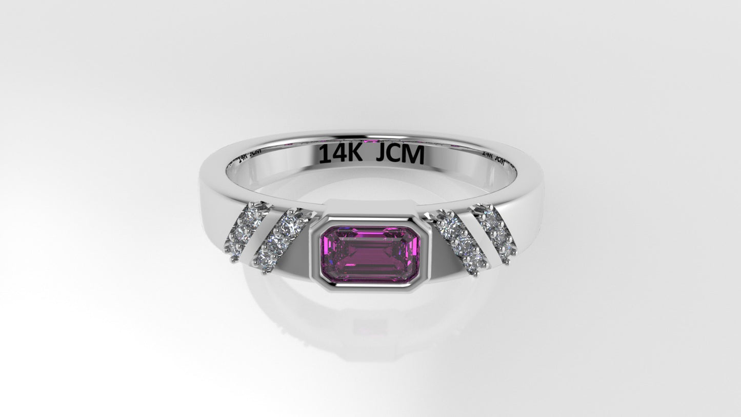 14K Ring with 13 STONES, Stt: Prong and Bezel, Cut Chanel, For Men