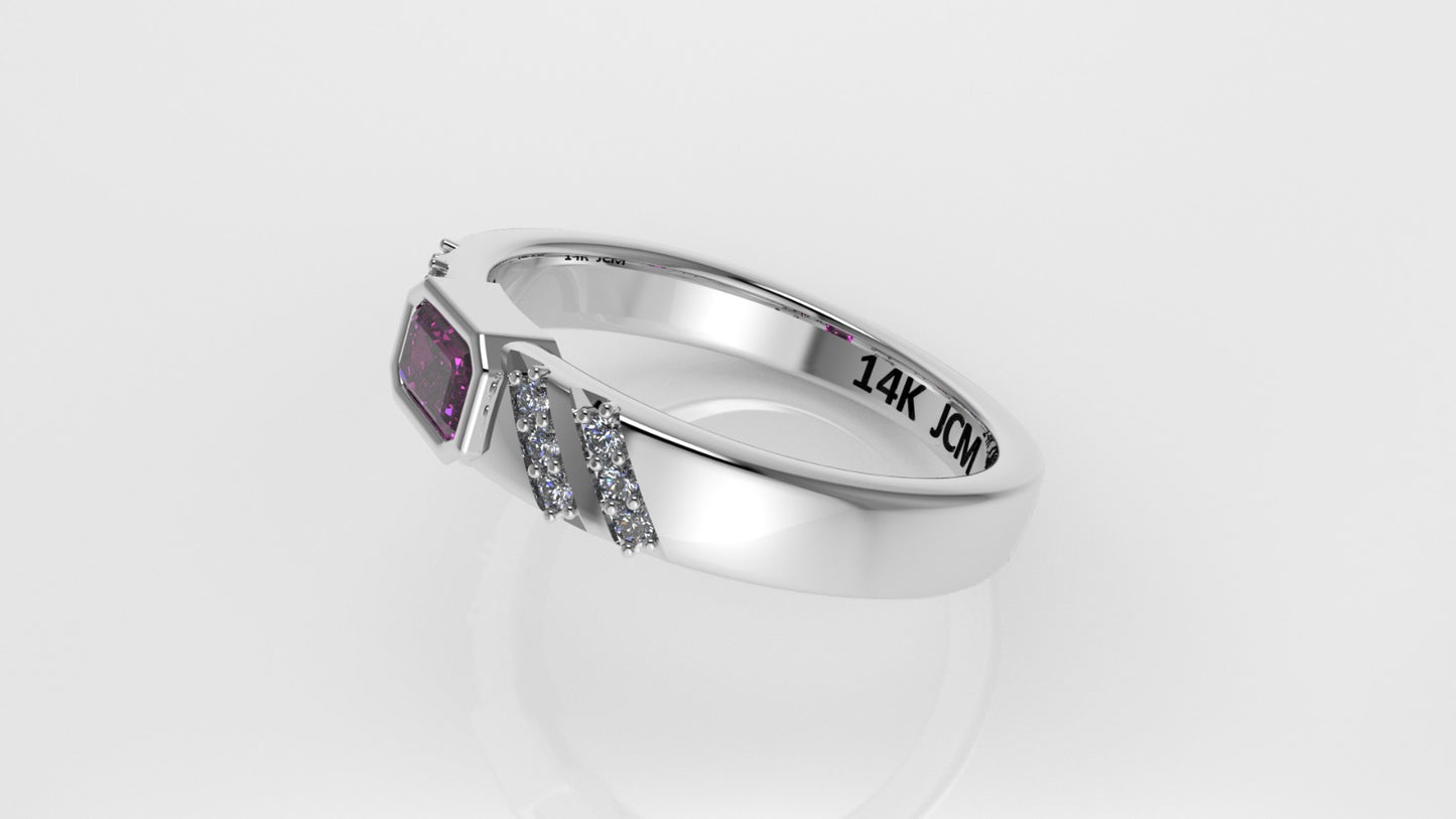14K Ring with 13 STONES, Stt: Prong and Bezel, Cut Chanel, For Men