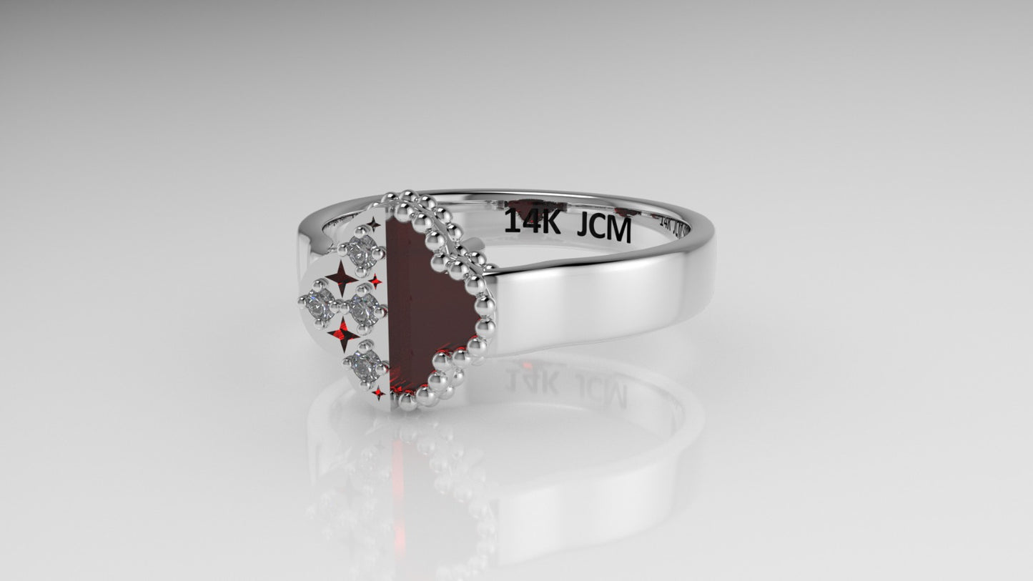 14K Gold Ring with 5 STONES, Stt: Prong and Bezel, FILIGREE, For Men