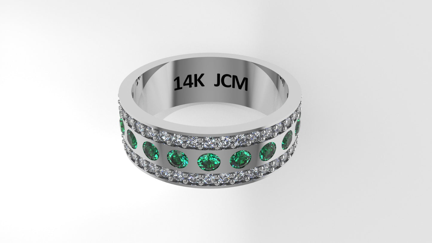 14K Gold Ring with 53 STONES, Stt: Prong and Bezel, Cut Chanel, For Men