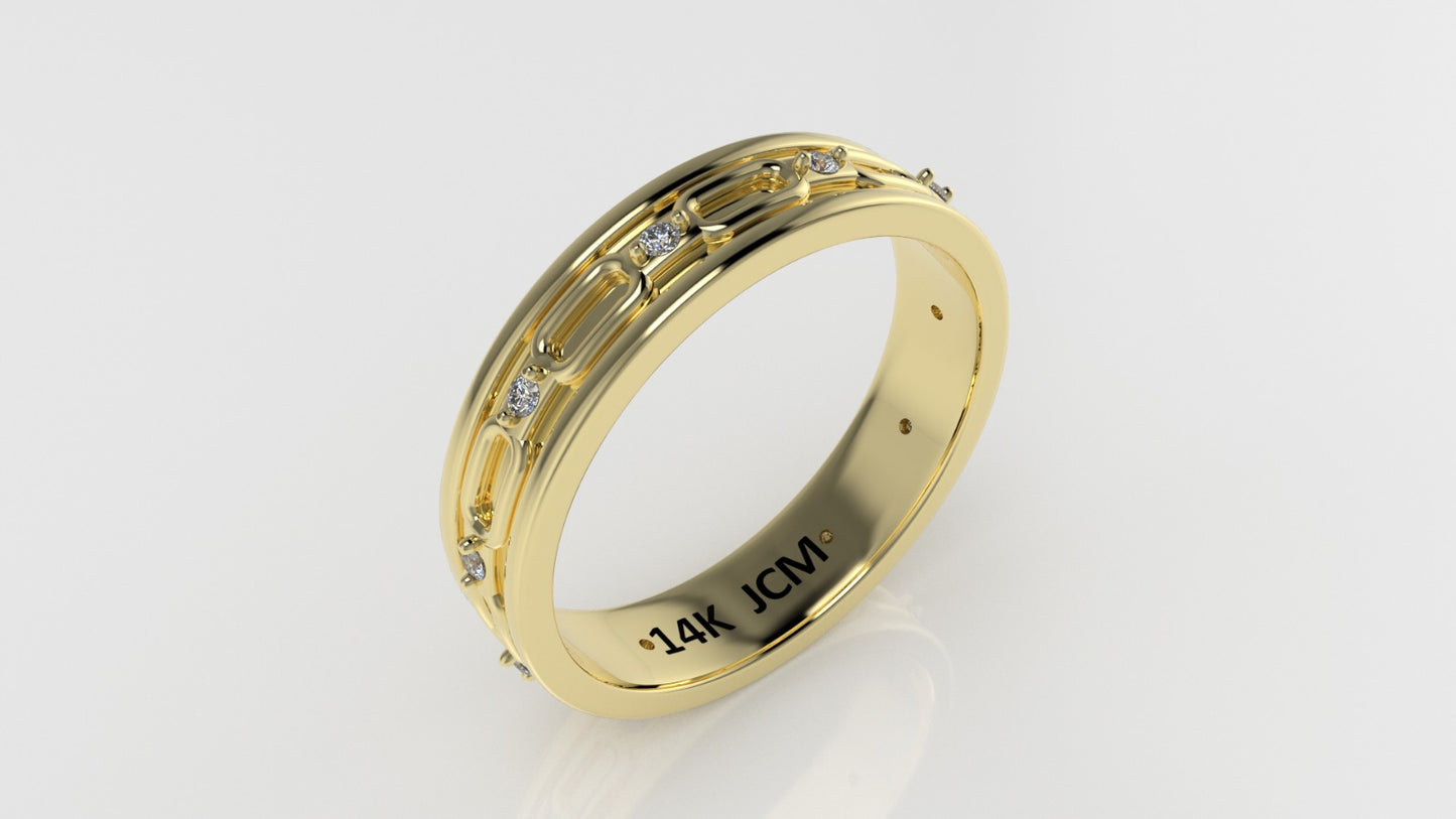 14K Gold Ring with 10 DIAMONDS, Stt: Prong, For Men