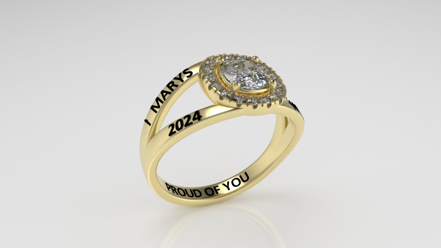 14K Grade Gold Ring with 18 STONES, Stt: Prong and Split