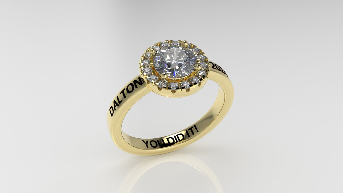 14K Grade Gold Ring with 17 STONES, Stt: Prong, Cut Split