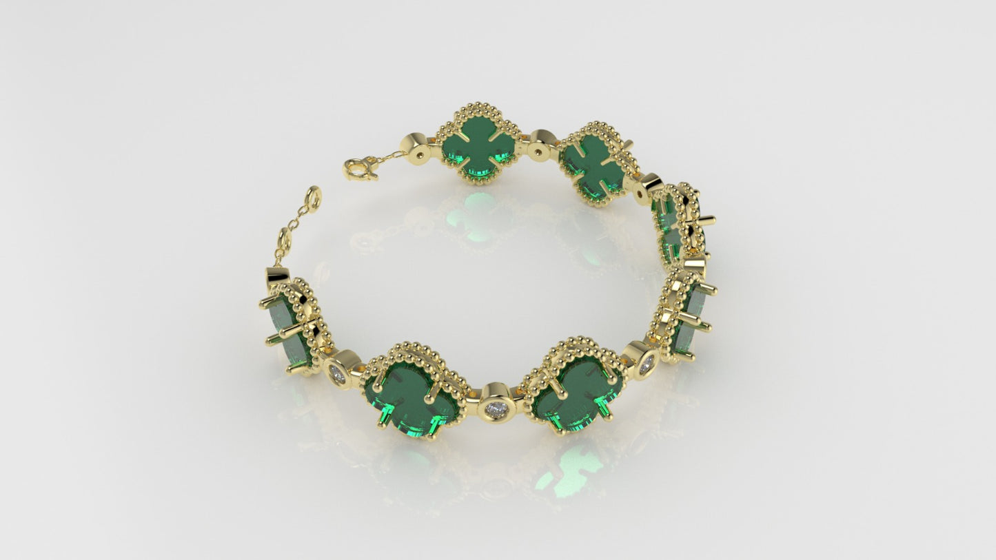 14K Bracelet with 15 STONES, "Stt: Prong and Bezel", long 7 or 7 1/2 inch