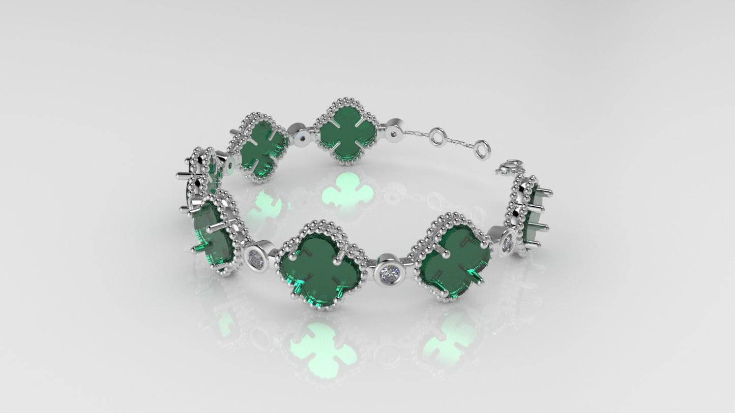 14K Bracelet with 15 STONES, "Stt: Prong and Bezel", long 7 or 7 1/2 inch