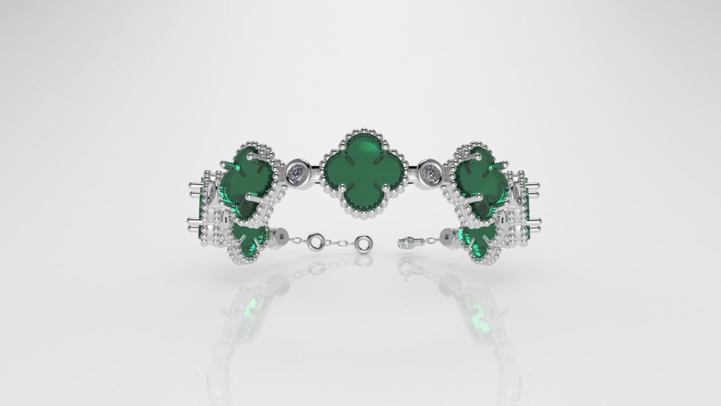 14K Bracelet with 15 STONES, "Stt: Prong and Bezel", long 7 or 7 1/2 inch