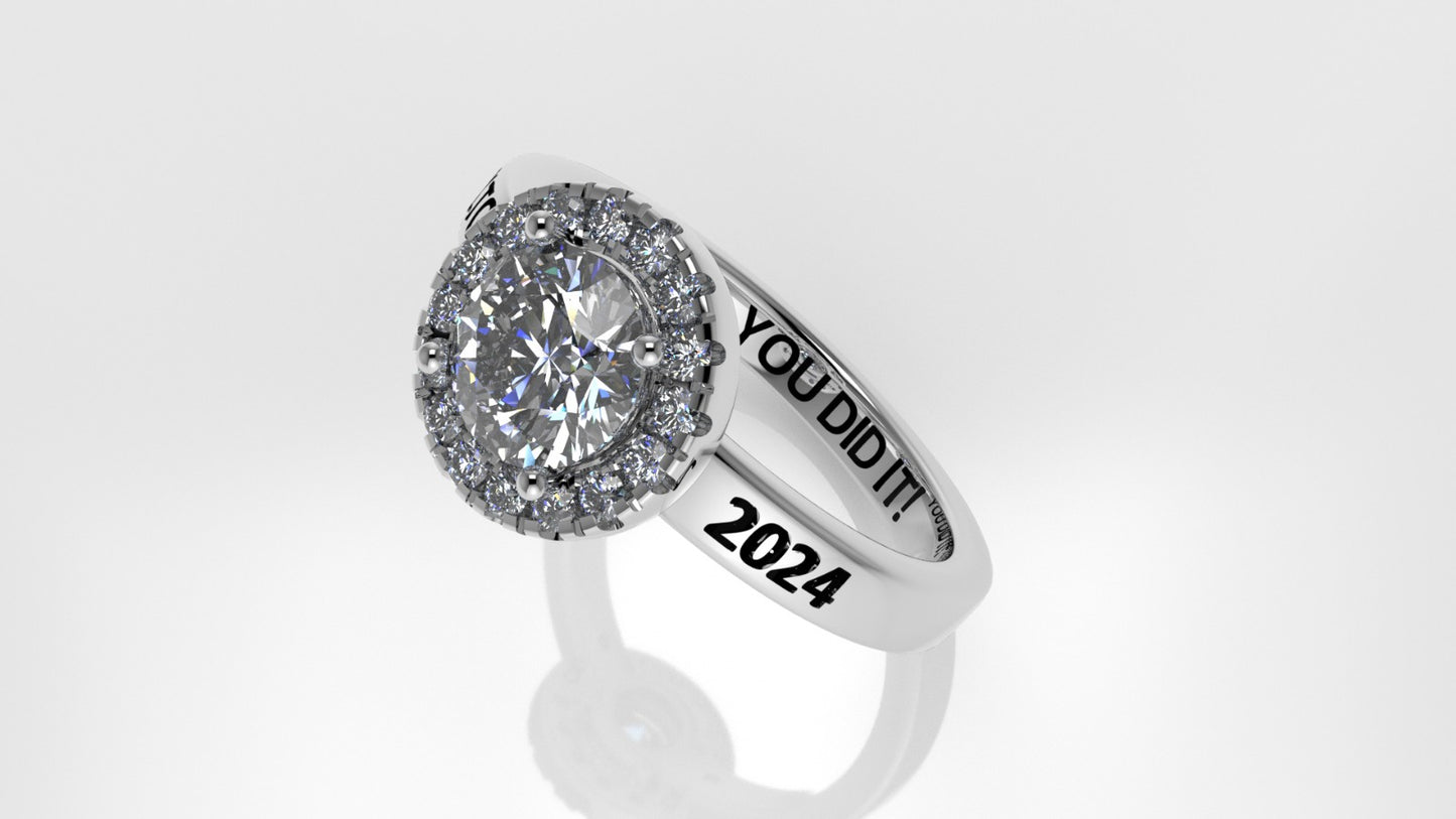 14K Grade Gold Ring with 17 STONES, Stt: Prong, Cut Split